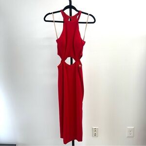 FAME & PARTNERS Red Cut-Out Maxi Dress Size S